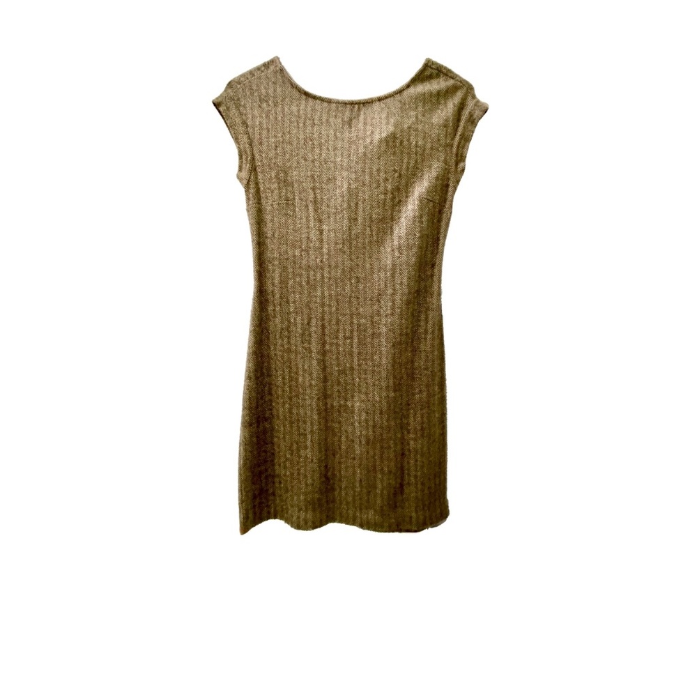 Black Herringbone Wool Dress